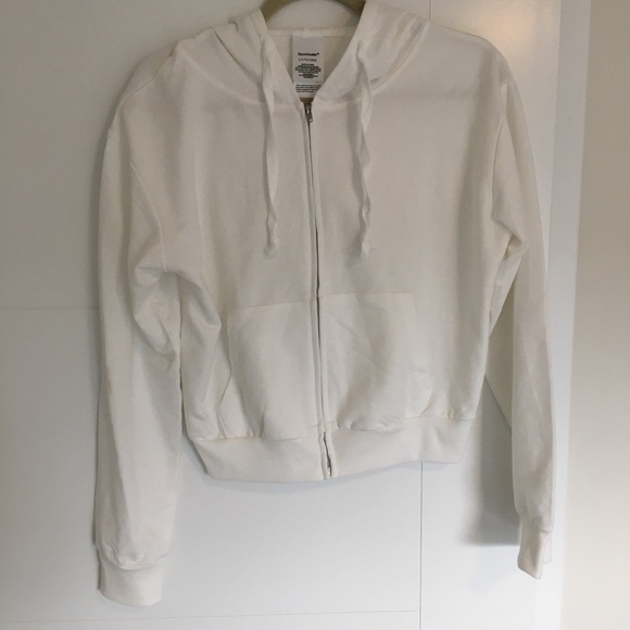 cropped white hoodie zip